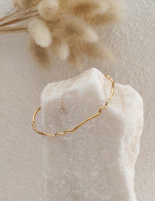 Jonc Loisa – Bracelet jonc texturé doré ou argenté ajustable