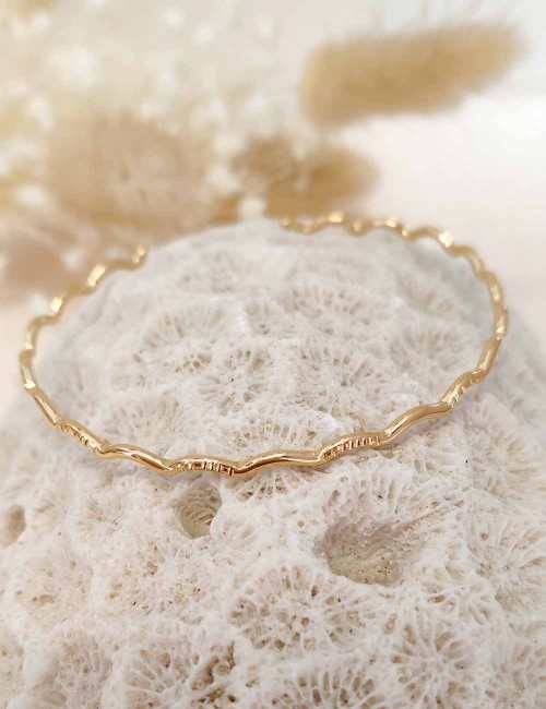 Jonc Lema – Bracelet jonc texturé doré ou argenté ajustable