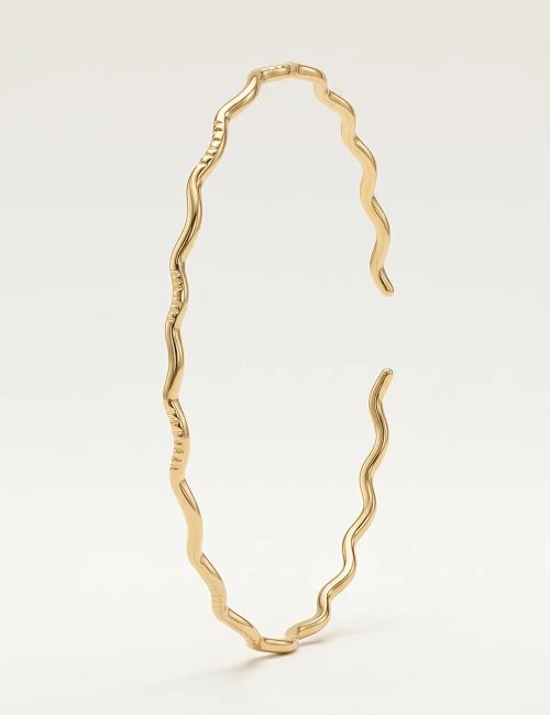 Jonc Lema – Bracelet jonc texturé doré ou argenté ajustable