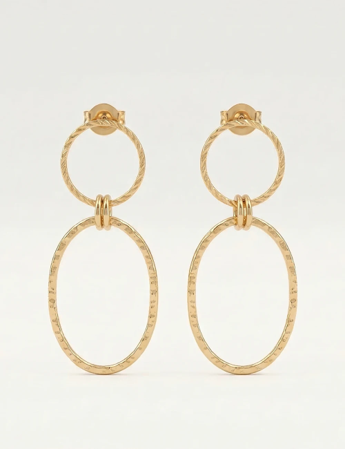 Boucles d’oreilles Sime – Boucles dorées ou argentées à anneaux texturés