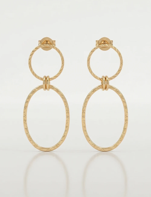 Boucles d’oreilles Sime – Boucles dorées ou argentées à anneaux texturés