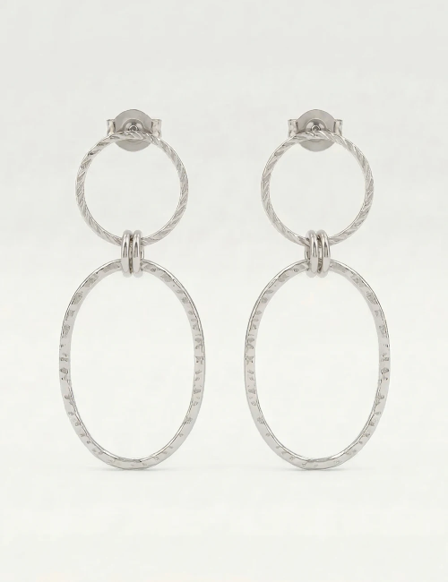 Boucles d’oreilles Sime – Boucles dorées ou argentées à anneaux texturés