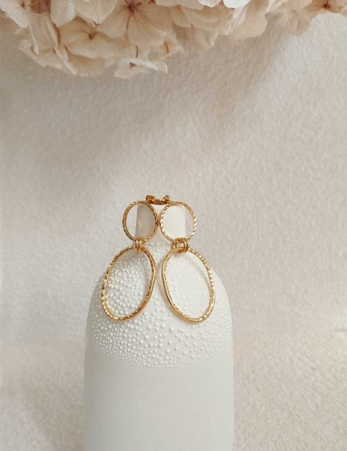 Boucles d’oreilles Sime – Boucles dorées ou argentées à anneaux texturés