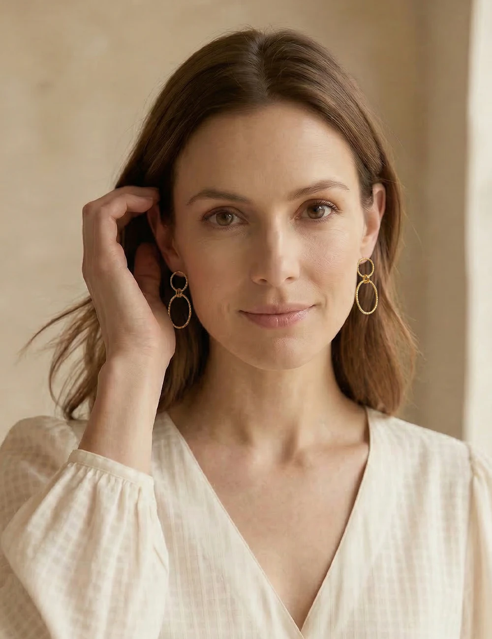Boucles d’oreilles Sime – Boucles dorées ou argentées à anneaux texturés