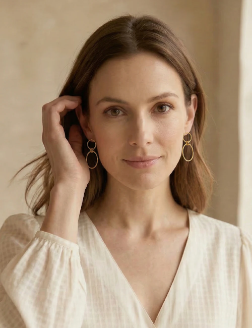 Boucles d’oreilles Sime – Boucles dorées ou argentées à anneaux texturés