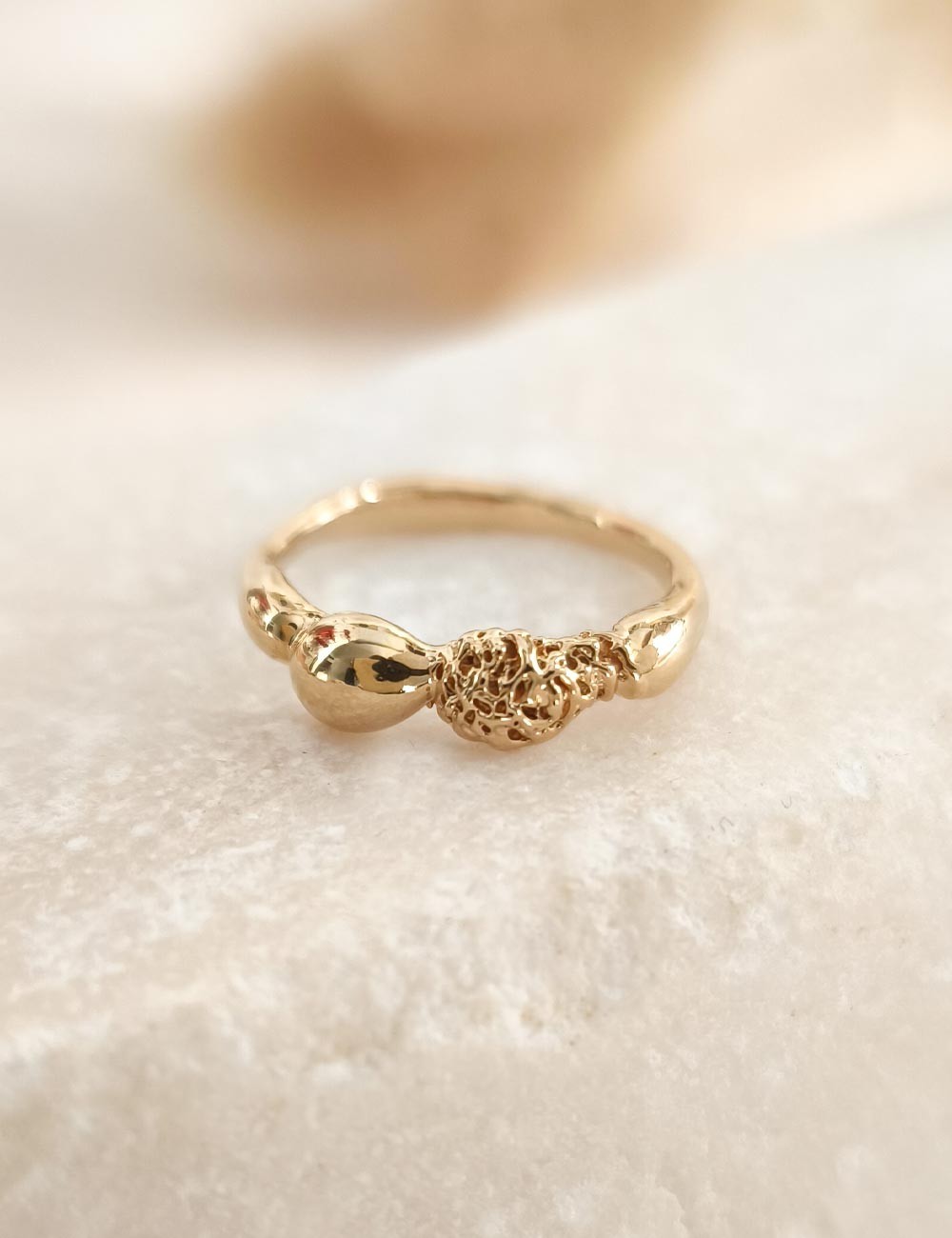 Bague Tilia – Taille 50 – Bague dorée à l’or fin unique
