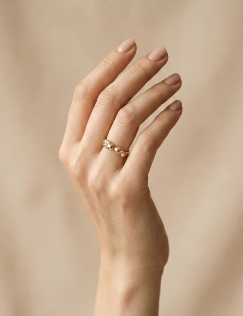 Bague Noa – Taille 50 – Bague dorée à l’or fin unique