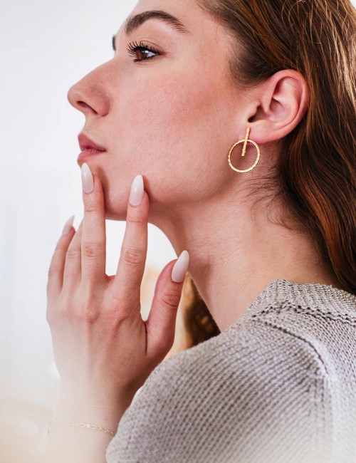 Boucles d'oreilles graphiques Okkan dorées à l'or fin