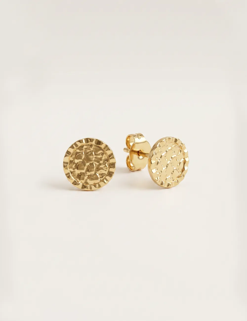 Puces d'oreilles martelées Lila dorées à l'or fin