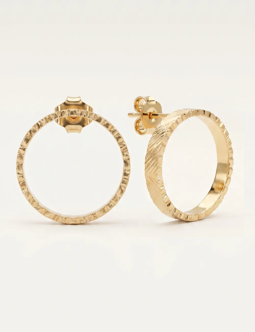 Boucles d’oreilles Mage Gravé dorées à l’or fin