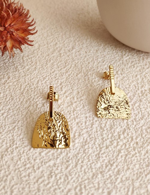 Boucles d’oreilles Louisa dorées à l’or fin – Empreinte de dentelle
