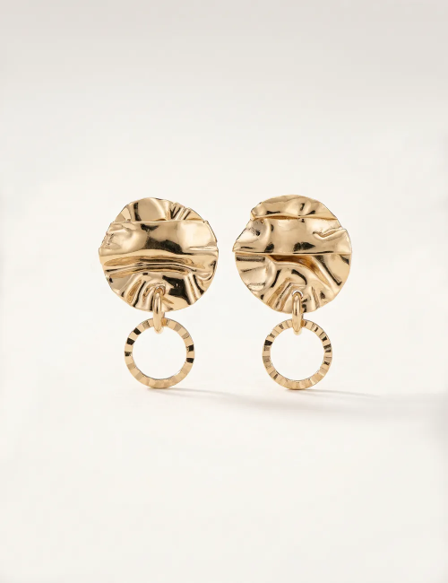 Boucles d’oreilles La Serra Babil – Boucles texturées dorées ou argentées