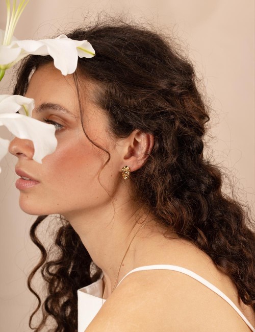 Boucles d’oreilles Plateau Rosa Mini – Boucles texturées dorées ou argentées